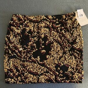 Lily White Black and Gold Sequin Mini Skirt